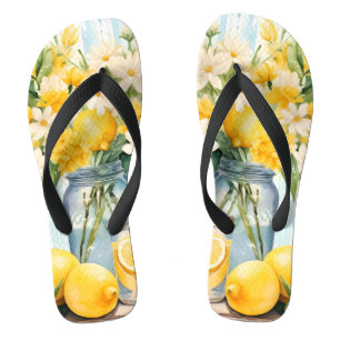Tongs Jar à fleurs de citron d'été