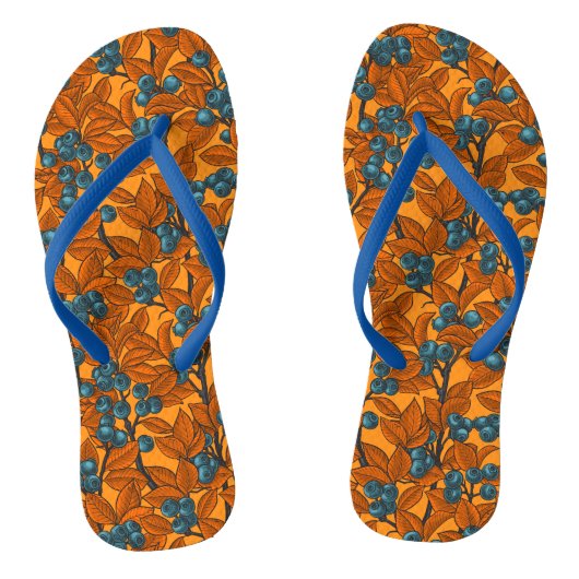 Tongs Jardin aux bleuets, bleu et orange (Semelle)