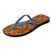 Tongs Jardin aux bleuets, bleu et orange (Incliné)