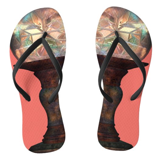 Tongs Jardin regardant globe corail rose vitrail (Semelle)