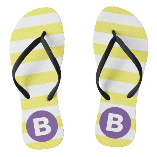 Tongs Jaune Ensoleillé Rayé Monogramme Violet (Semelle)