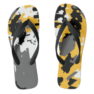 Tongs Jaune noir gris et blanc abstrait