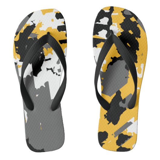Tongs Jaune noir gris et blanc abstrait (Semelle)