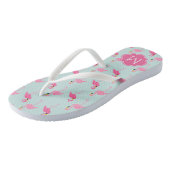 Tongs Joli Flamant rose Motif Monogrammé (Incliné)