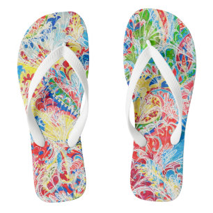 Tongs Joli floral vintage coloré