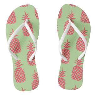 Tongs Joli motif de fruit tropical Ananas Corail Vert