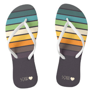 Tongs Joli Motif rétro rayé