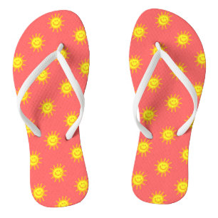 Tongs Joli visage heureux fantaisiste Soleil Corail