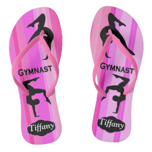 TONGS JOLIE STRIPE ROSE PERSONNALISÉE GYMNAST FLOPS