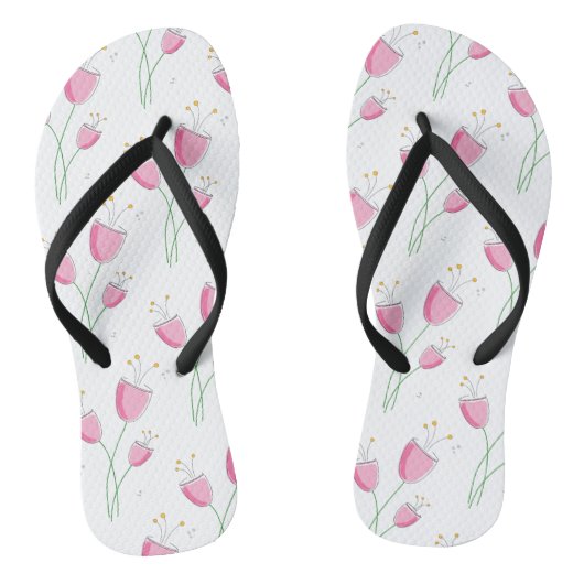 Tongs Jolies fleurs motifs Slim Straps Flip Flops (Semelle)