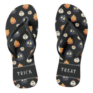 Tongs Joyeux Halloween Citrouilles Crystaux Samhain Somb