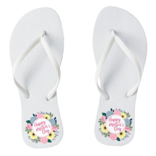 Tongs Joyeux Joyeux Fête des Mères Floral Retourner le