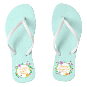 Tongs Joyeux Joyeux Fête des Mères Floral Retourner le