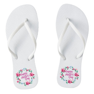 Tongs Joyeux Joyeux Fête des Mères Floral Retourner le