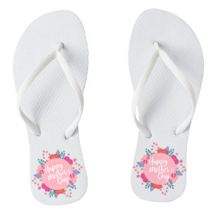 Tongs Joyeux Joyeux Fête des Mères Floral Retourner le