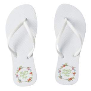 Tongs Joyeux Joyeux Fête des Mères Floral Retourner le
