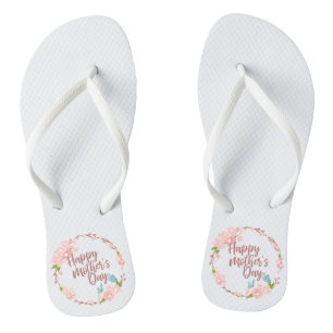 Tongs Joyeux Joyeux Fête des Mères Floral Retourner le