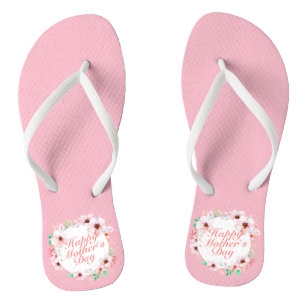 Tongs Joyeux Joyeux Fête des Mères Floral Retourner le
