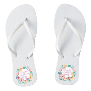 Tongs Joyeux Joyeux Fête des Mères Floral Retourner le