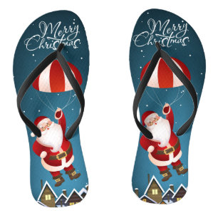 Tongs Joyeux Noël Santa parachutiste Cadeau de vacances