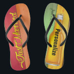 Tongs Juste Marié Beer Beach<br><div class="desc">Marié ! Des tongs de bière pour les jeunes mariés. Idéal pour une lune de miel sur la plage. Personnalisez et ajoutez des noms personnalisés et une date de mariage.</div>