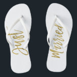 Tongs Juste Marié Gold Foil Brides Flip Flops<br><div class="desc">Juste Marié Faux Gold Foil Typographie Bride Beach ou Destination Mariage Flip Flops</div>