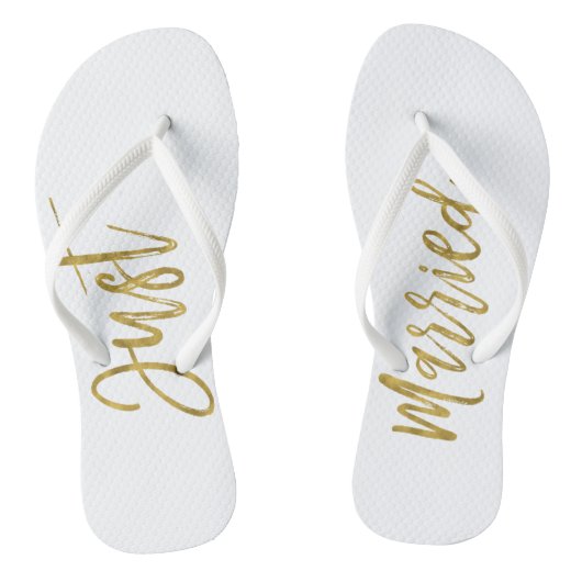 Tongs Juste Marié Gold Foil Brides Flip Flops (Semelle)