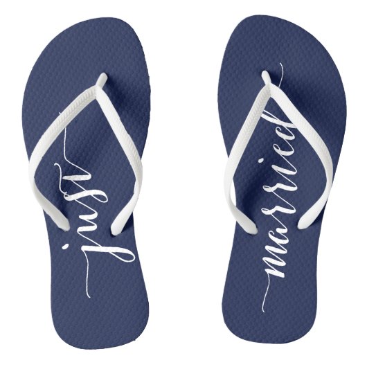 Tongs Juste Marié Marine Bleu Mariage Flip Flops (Semelle)