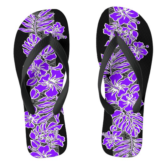 Tongs Kalaheo Hawaïen Hibiscus Tapa Violet Flip Flops (Semelle)