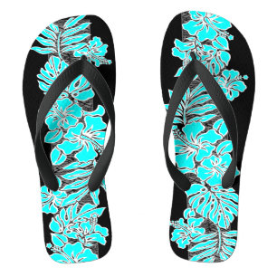 Tongs Kalaheo Hibiscus Hawaïen Tapa Turquoise