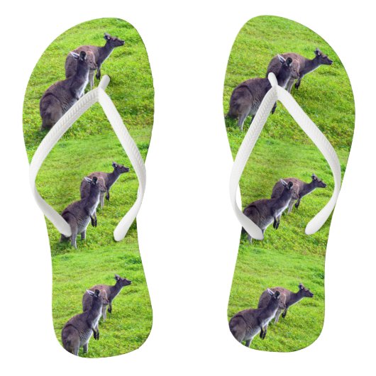 Tongs Kangaroos En Herbe Verte, Feuilles (Semelle)