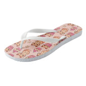 Tongs Kawaii Cute Cats and Cupcakes Motif rose (Incliné)