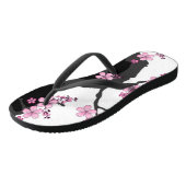 Tongs Kimono japonais Sakura noir et blanc (Incliné)