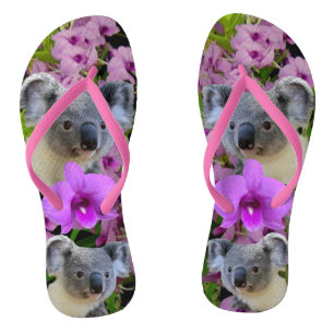 Tongs Koala et Orchidées
