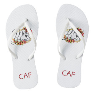 Tongs La femme d'honneur Sunflower Rose Floral Cadeau