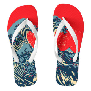 Tongs La Grande vague Hokusai dans le style art de l'esp
