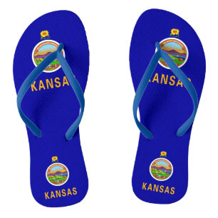Tongs Lanières minces adultes avec drapeau du Kansas, Ét