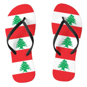 Tongs Lanières minces pour adultes avec drapeau du Liban