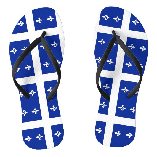 Tongs Lanières minces pour adultes avec drapeau du Québe (Semelle)