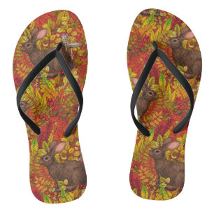 Tongs Lapin d'automne en rouge