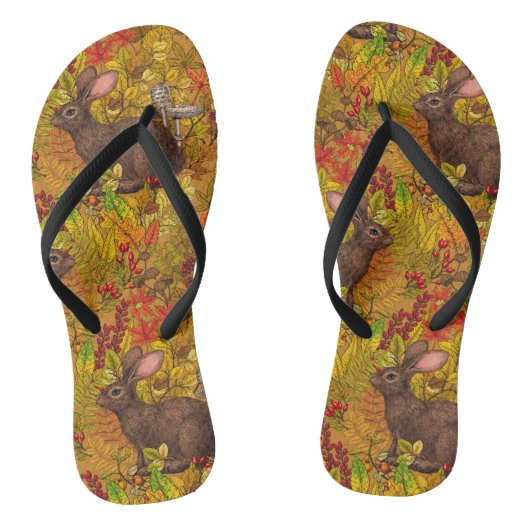 Tongs Lapin d'automne sur ocre (Semelle)