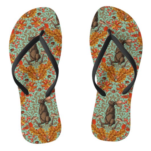 Tongs Lapin d'automne sur vert clair (Semelle)