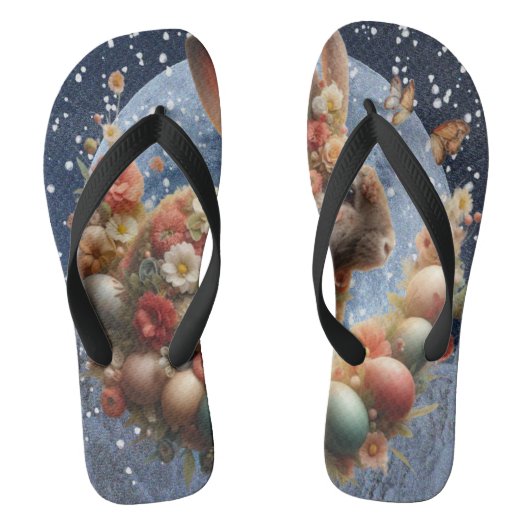 Tongs Lapin de Pâques en fleurs (Semelle)