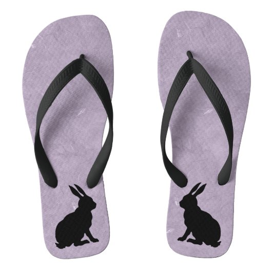 Tongs Lapin noir Silhouette Lapin de Pâques (Semelle)
