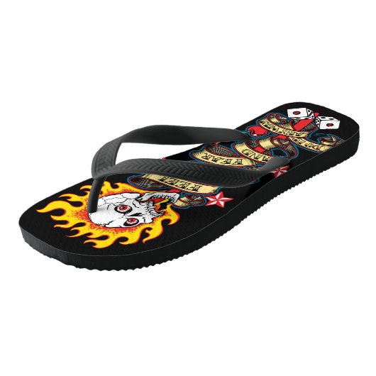 Tongs Le crâne flammé craint (Incliné)