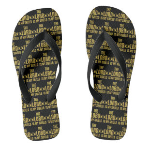 Tongs Le Seigneur Est Mon Bouclier Noir Tout-En-Dessus U