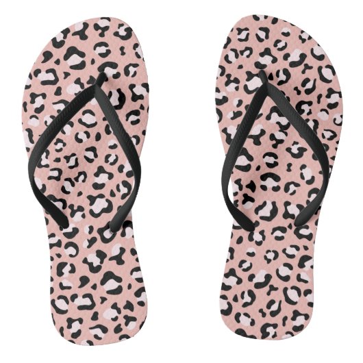 Tongs Léopard Print, Léopard Spots, Rose Léopard (Semelle)