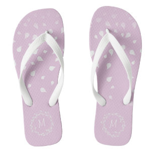 Tongs Les confettis blancs pourpres de Lila poussent des