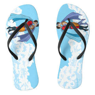 Tongs Les deux superhéros de SlipperyJoe embrassant un v
