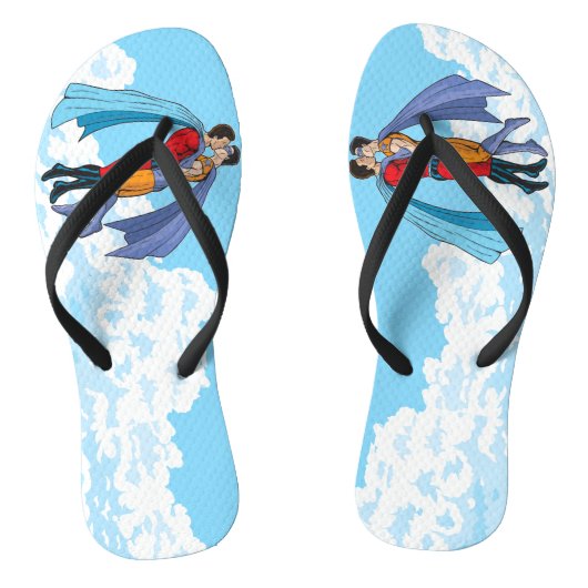 Tongs Les deux superhéros de SlipperyJoe embrassant un v (Semelle)